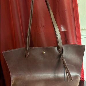 Brown faux Leather Tote Bag